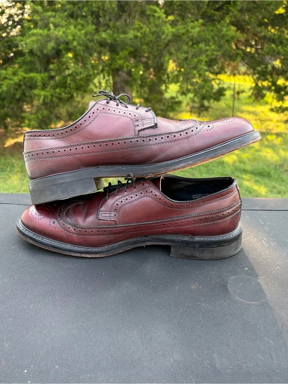 Vintage 1990 Bostonian Men's 10 D Burgundy Leather Wingtip Oxford Shoes USA